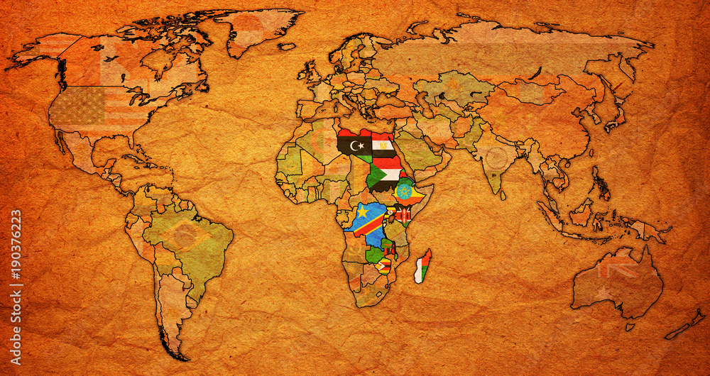 Naklejka premium Common Market for Eastern and Southern Africa territory on world map