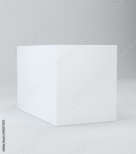 Realistic White Cube With Shadow. 3d illustration © mirexon