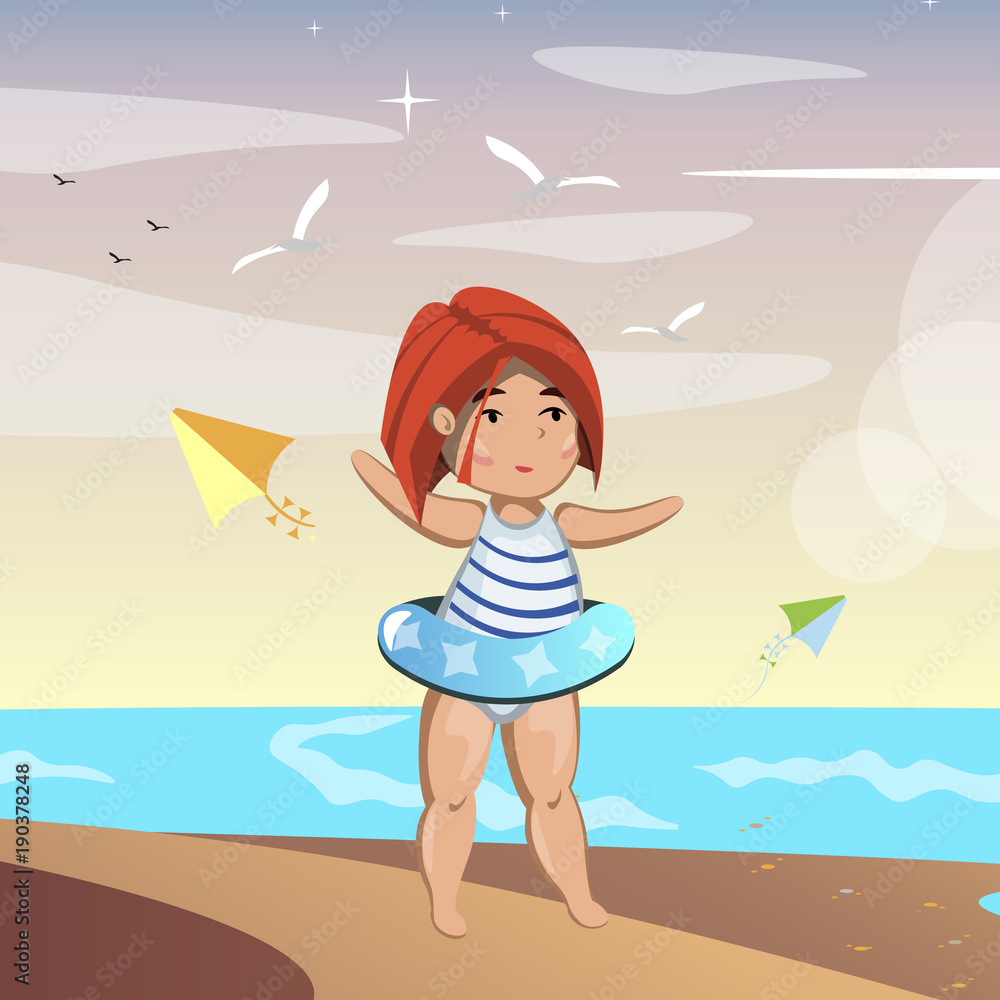 Cute little girl on beach