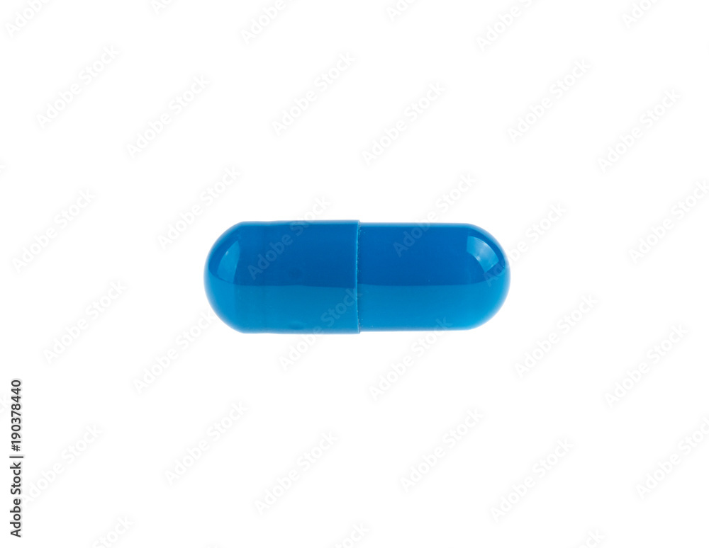 blue capsule medicine isolated on white background blue capsule medicine isolated on white background