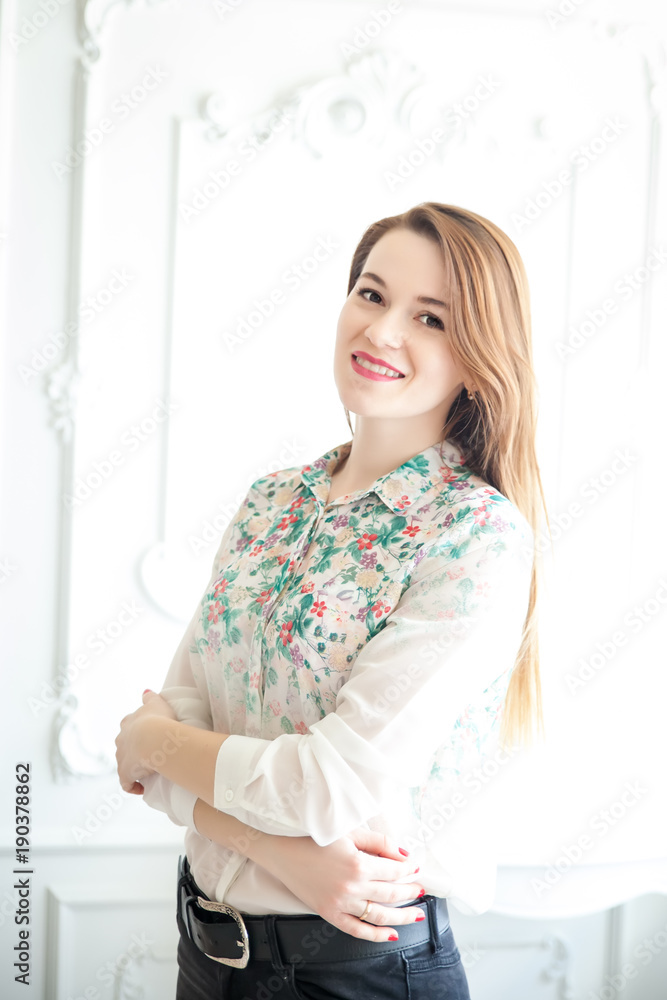 Portrait of a young girl in a light studio Portrait of a young girl in a light studio