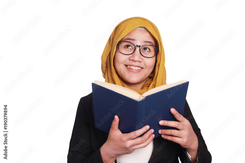 Muslim Businesswoman Reading Book Muslim Businesswoman Reading Book