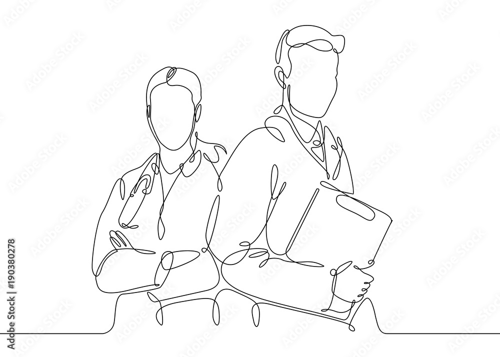 Continuous one line drawing doctor with stethoscop chief medical officer