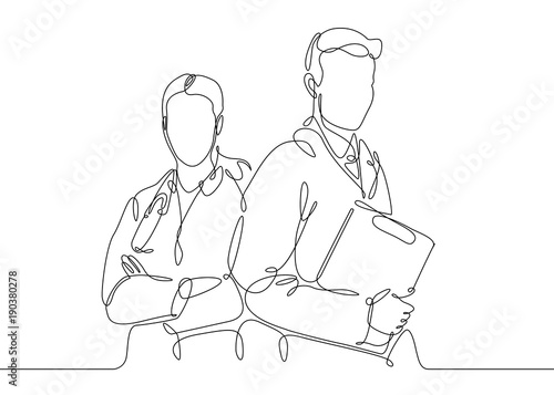 Continuous one line drawing doctor with stethoscop chief medical officer