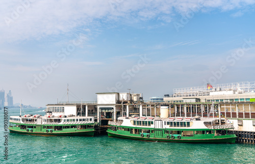 Boats at the Kowloon Ferry Piers in Hong Kong