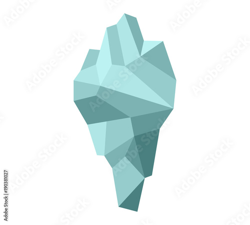 Iceberg on white background. low poly