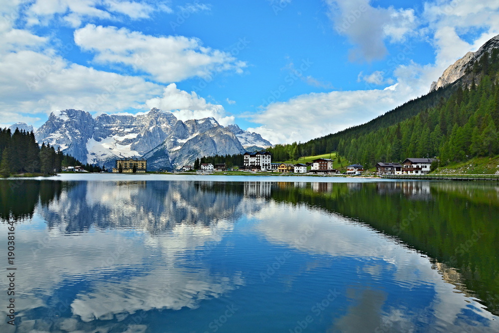 Italian Dolomites -view on the lake Misurina