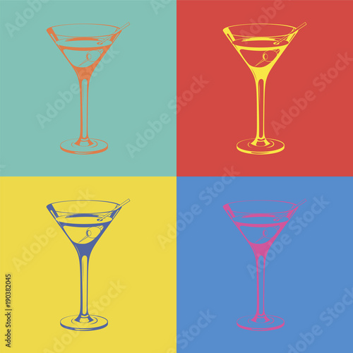 Glass of Martini in pop art style. Vector illustration