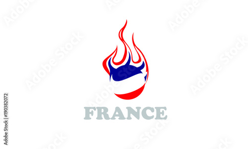 france flag and fire ball