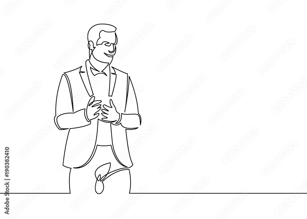 One line drawing businessman