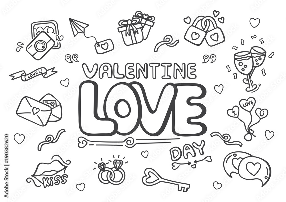 doodle hand draw valentine and love day concept. vcetor illustration.