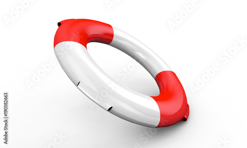 Life Belt on White Background - High Quality 3D Render