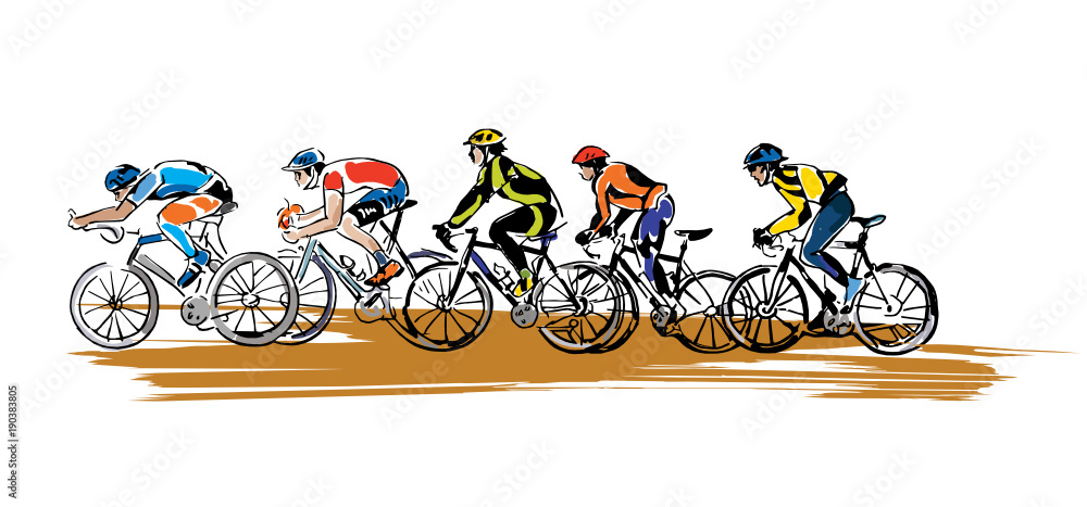 Obraz premium Group of cyclist in the bicycle race. For poster, banner, t-shirt design and other design.