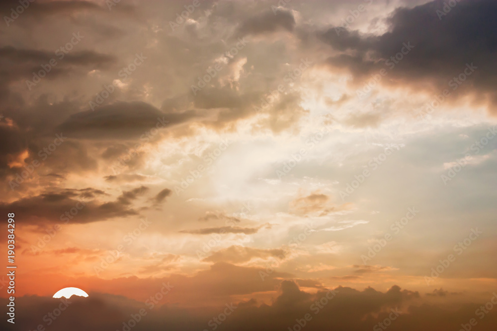 Dramatic atmosphere panorama view of beautiful twilight sky and cloud background.