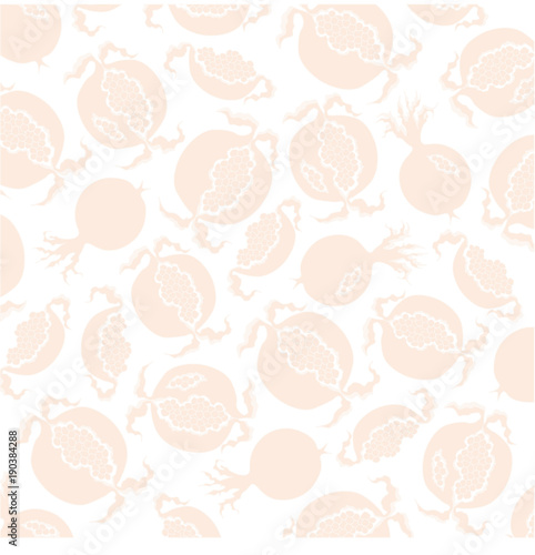 Soft fruit design element . Soft beige slice of pomegranate on a white background.