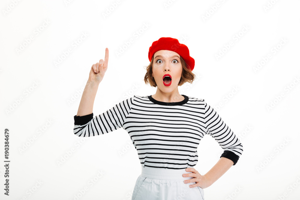 Shocked young woman have an idea.