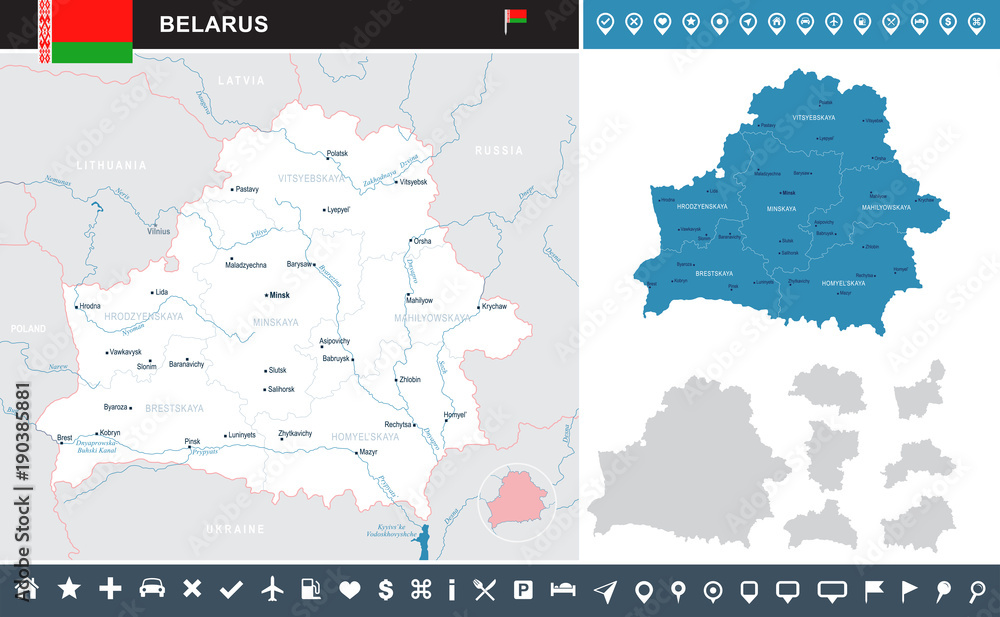 Obraz premium Belarus - infographic map - Detailed Vector Illustration