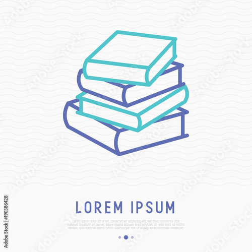 Stack of books thin line icon. Mdoern vector illustration.