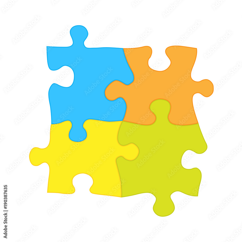 Four jigsaw puzzle pieces - solidarity and teamwork symbol Four jigsaw puzzle pieces - solidarity and teamwork symbol