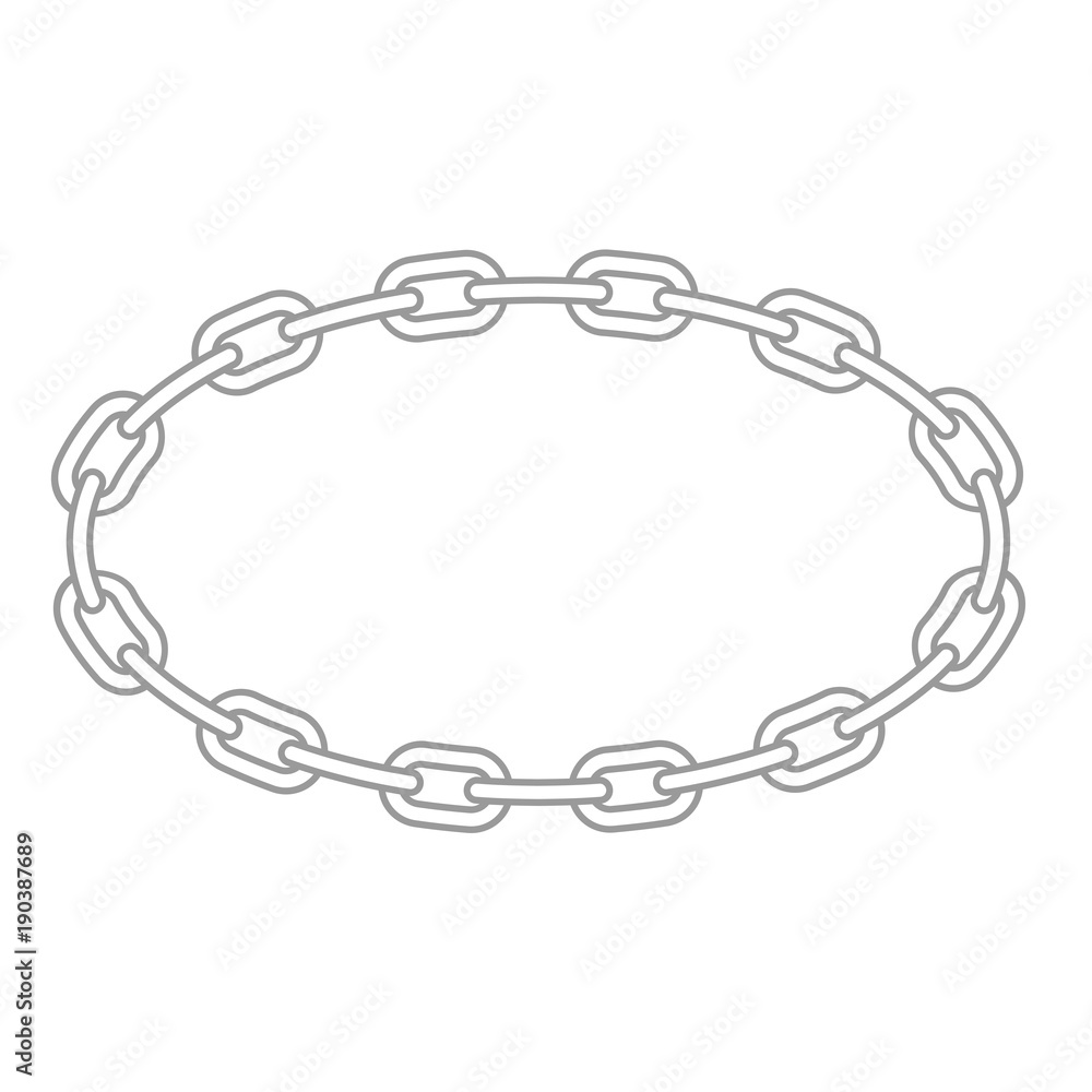 Chain oval frame metallic links round border Stock Vector
