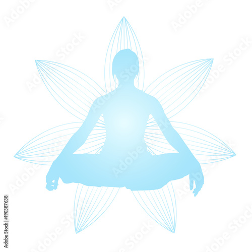 Silhouette of woman in lotus pose - meditation and spirituality