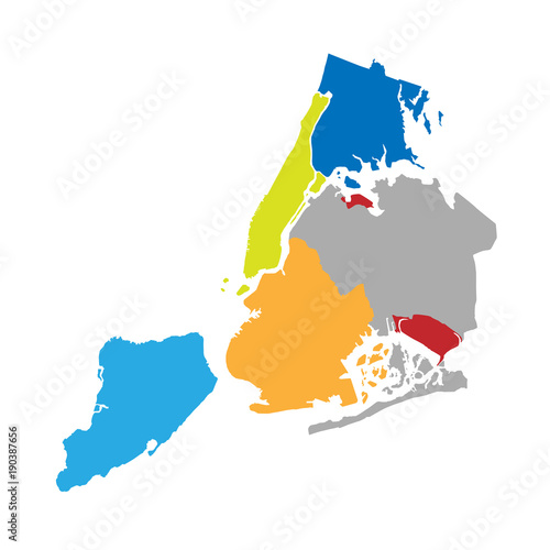Canvas Print New York boroughs map - NYC administrative divisions and districts