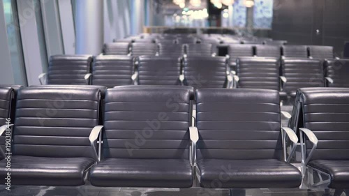 Empty airport terminal waiting area with chairs lounge with seats in the airport