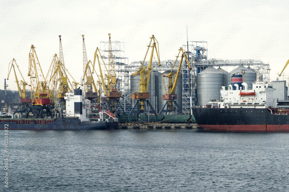 Cranes in seaport.