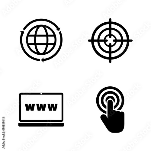 Web Search. Simple Related Vector Icons Set for Video, Mobile Apps, Web Sites, Print Projects and Your Design. Black Flat Illustration on White Background.