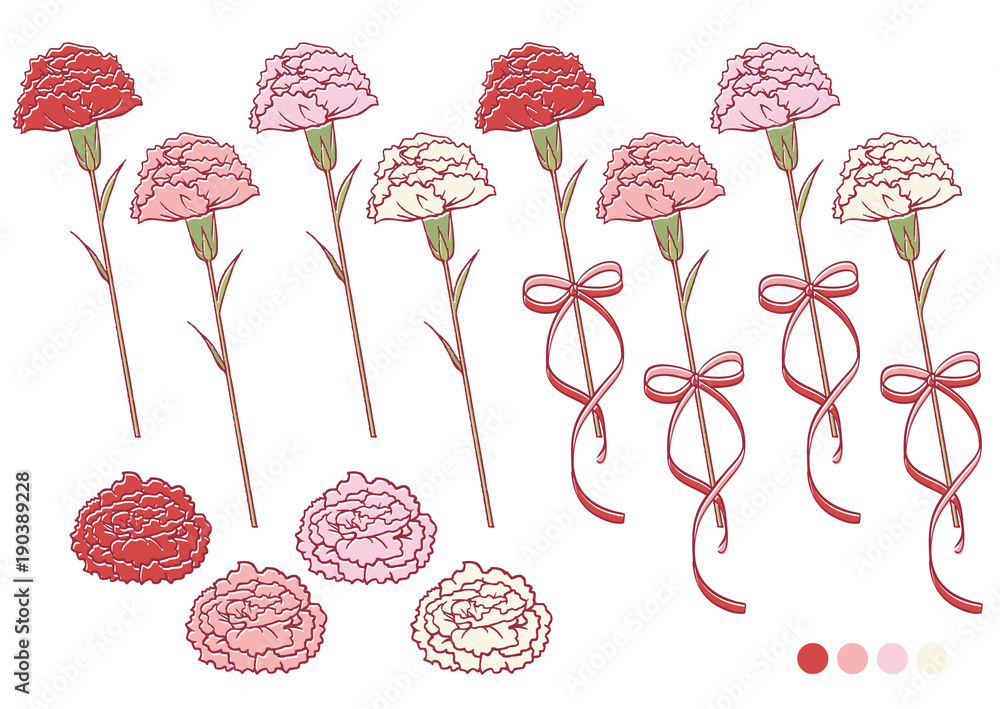 手書きカーネーション詰め合わせ Stock ベクター Adobe Stock