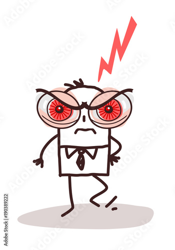 Cartoon Man with Big Angry Eyes