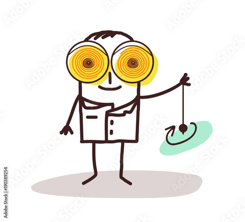 Cartoon Hypnotist Doctor with Big Eyes