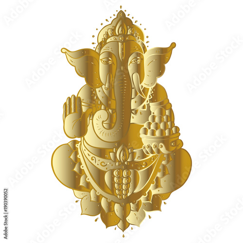 Golden Ganapati Meditation in lotus pose