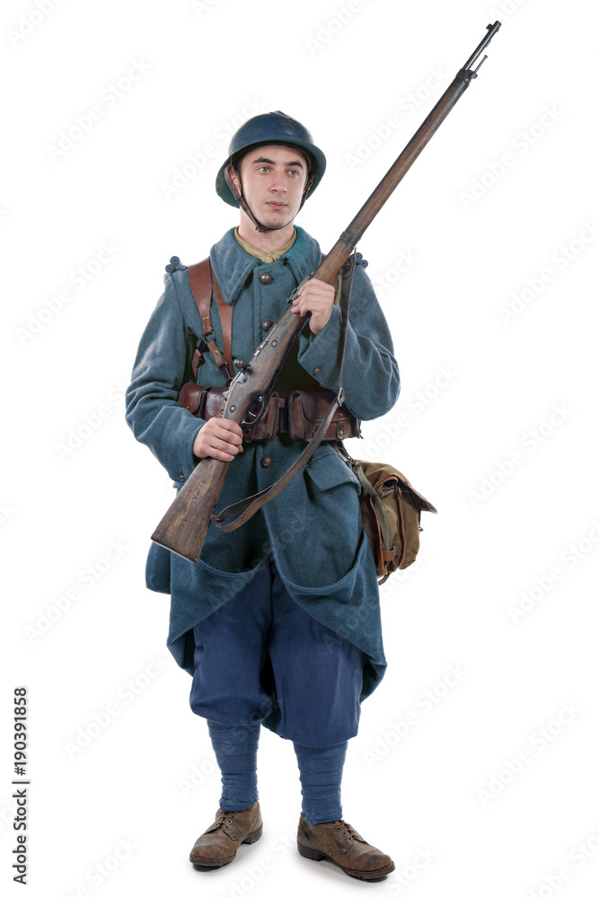 French soldier 1914 1918 isolated on a white background French soldier 1914 1918 isolated on a white background
