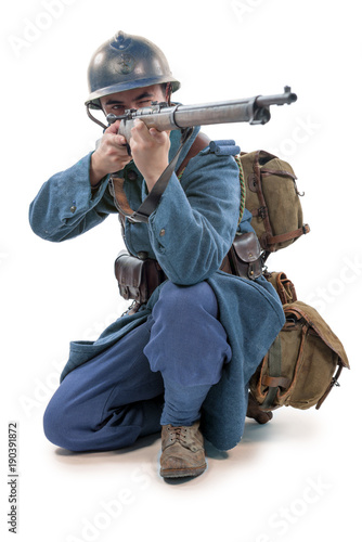 French soldier 1914 1918 isolated on a white background