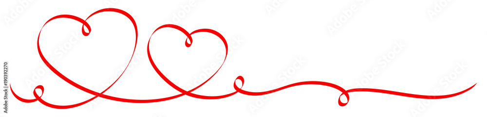 2 Red Hearts Ribbon Calligraphy 2 Red Hearts Ribbon Calligraphy
