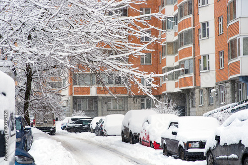 Parked cars at the house photo