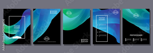 Abstract poster design. Cool flyer with bright gradient. Wave, overflow and blend on modern cover for corporation catalog. Vector illustration. Objects isolated on white background.