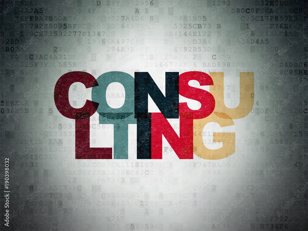 Finance concept: Painted multicolor text Consulting on Digital Data Paper background Finance concept: Painted multicolor text Consulting on Digital Data Paper background