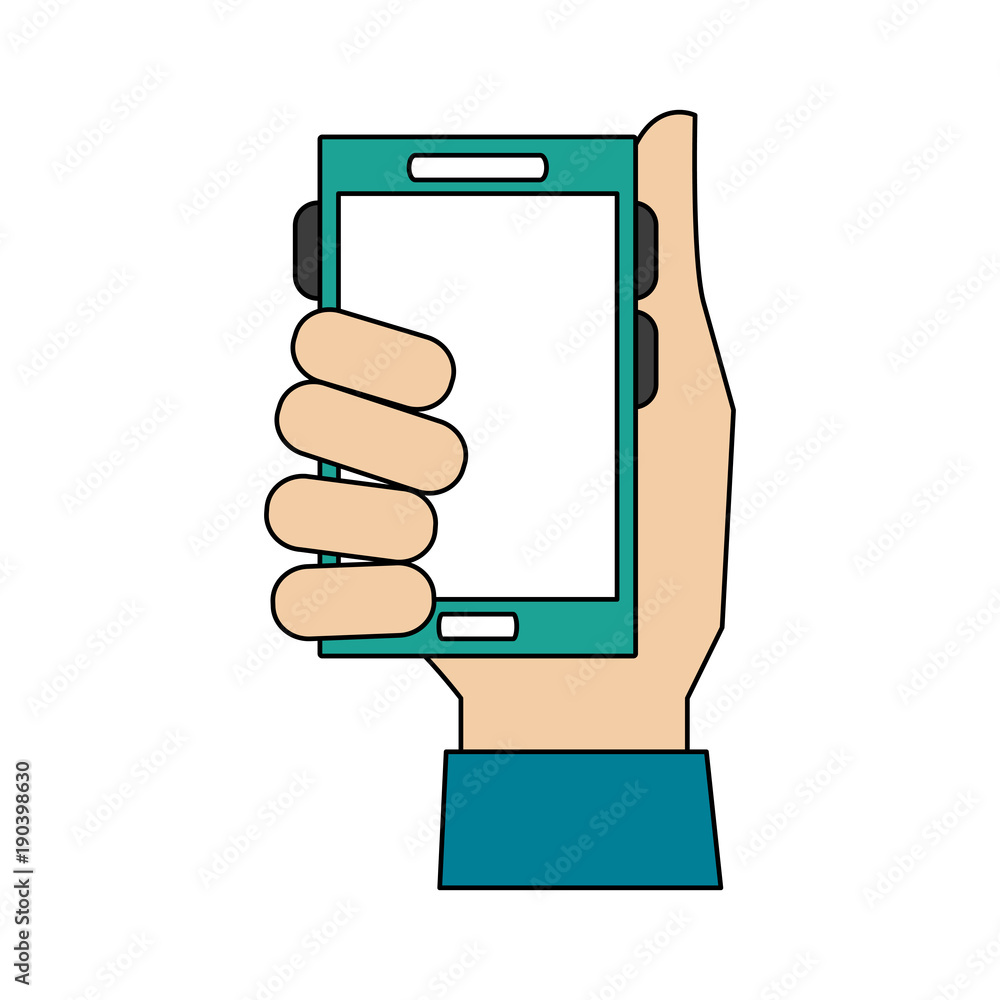 Hand with smartphone icon vector illustration graphic design Hand with smartphone icon vector illustration graphic design