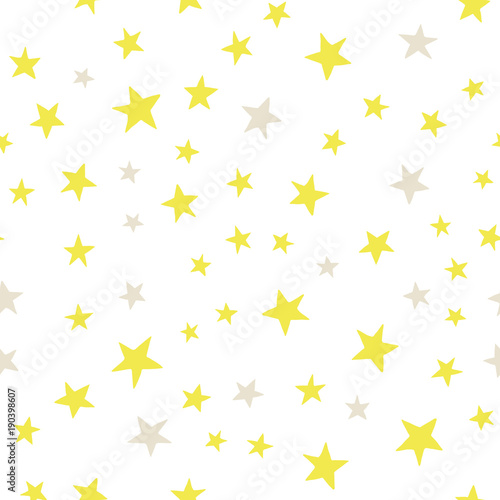 Starry sky on white background. Hand drawing vector seamless pattern