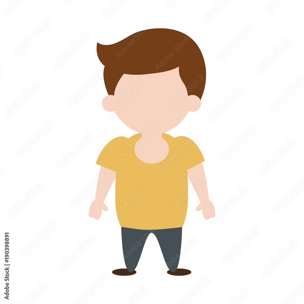 Cute boy faceless cartoon icon vector illustration graphic design