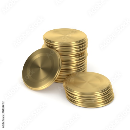 3d rendering metal conservation lids isolated on white background. Group of gold jar caps