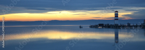 Quadro em tela Lago di Neusiedl visto da Podersdorf am See in Austria