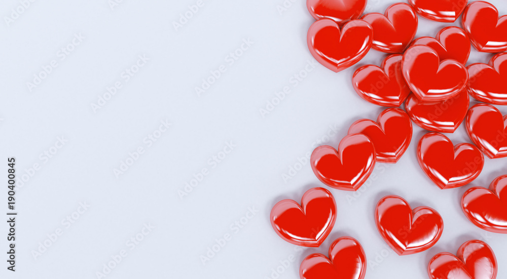 3D rendering of red valentine hearts isolated on a white background. Valentines day 3D rendering of red valentine hearts isolated on a white background. Valentines day