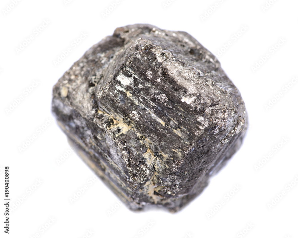 Natural pyrite cube from Peru, isolated on white background Natural pyrite cube from Peru, isolated on white background