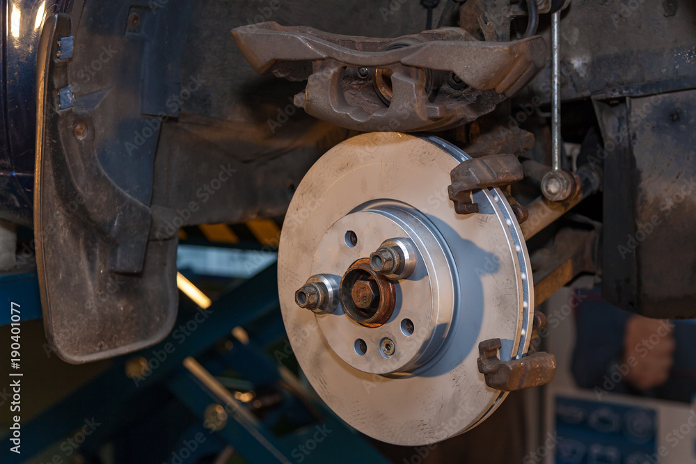 Repair of brake pads on the car. Brake repair