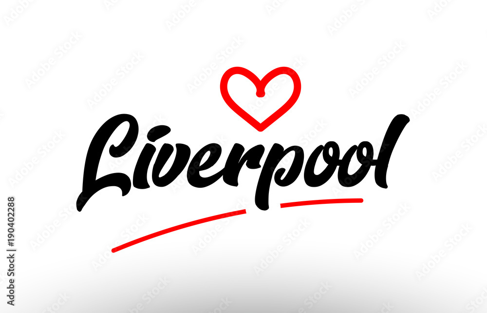 liverpool word text of european city with red heart for tourism promotio liverpool word text of european city with red heart for tourism promotio