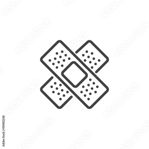 Medical plaster line icon, outline vector sign, linear style pictogram isolated on white. Adhesive tape bandage symbol, logo illustration. Editable stroke