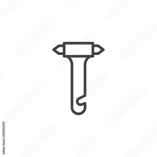 Safety glass hammer line icon, outline vector sign, linear style pictogram isolated on white. Emergency hammer symbol, logo illustration. Editable stroke